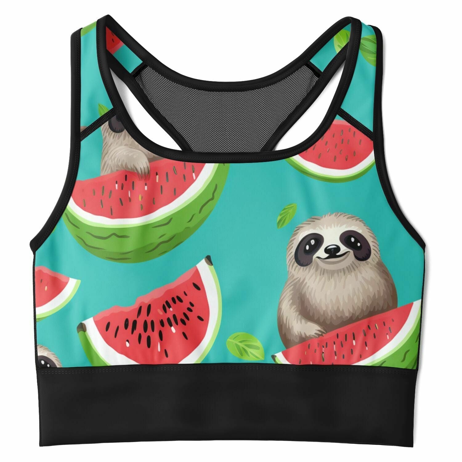 Subliminator Mesh Padded Sports Bra - AOP XS Mesh Padded Sports Bra - AOP - Tropical Sloth Matching Pet and Owner Apparel