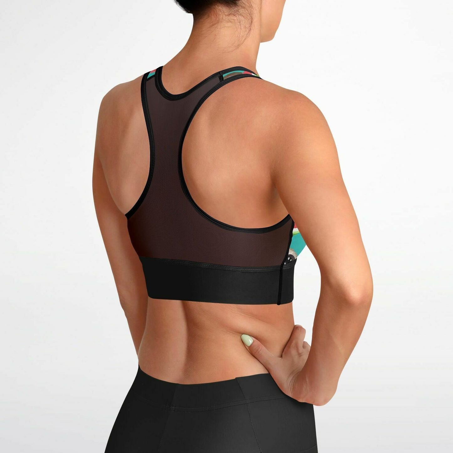 Subliminator Mesh Padded Sports Bra - AOP Mesh Padded Sports Bra - AOP - Tropical Sloth Matching Pet and Owner Apparel