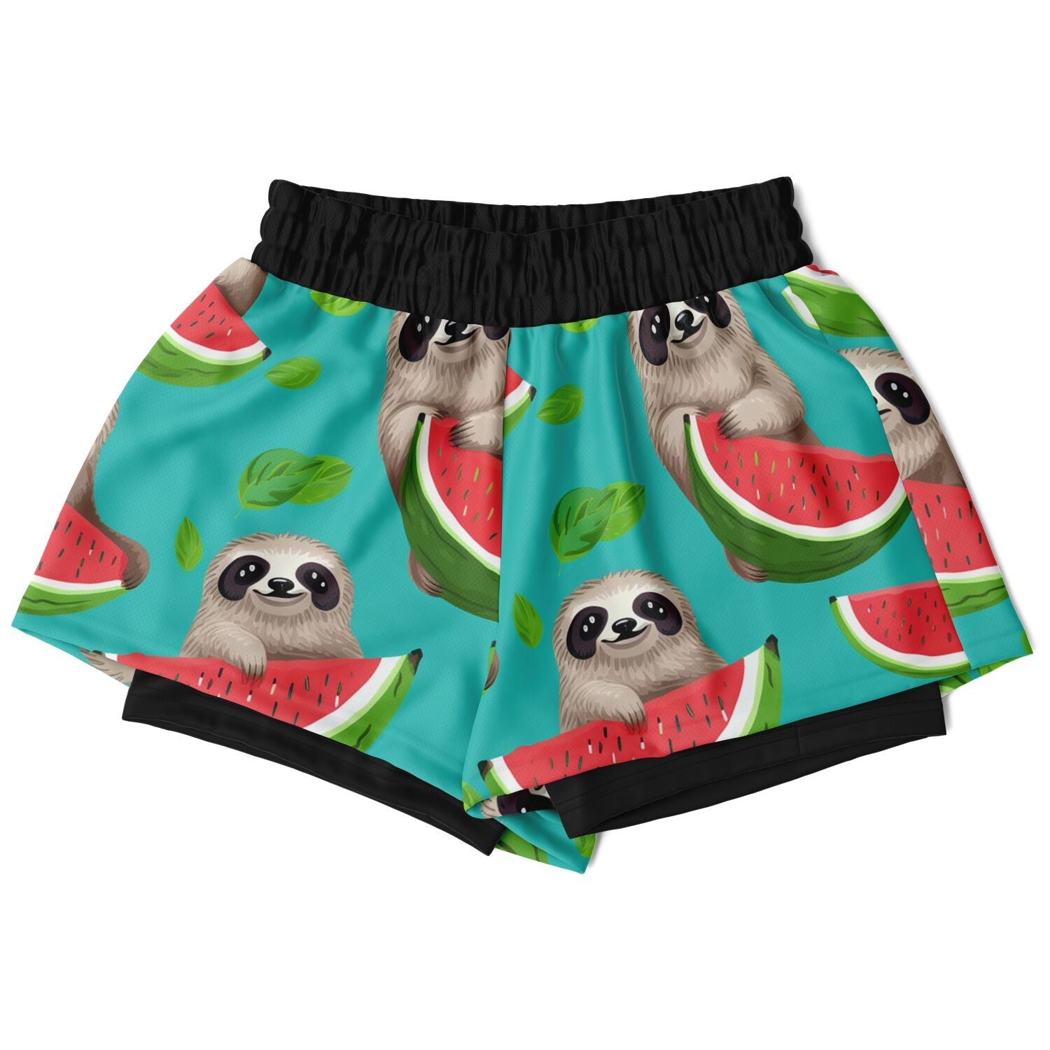 Subliminator Women's 2-in-1 Shorts - AOP XS Women's 2-in-1 Shorts - AOP - Tropical Sloth Matching Pet and Owner Apparel