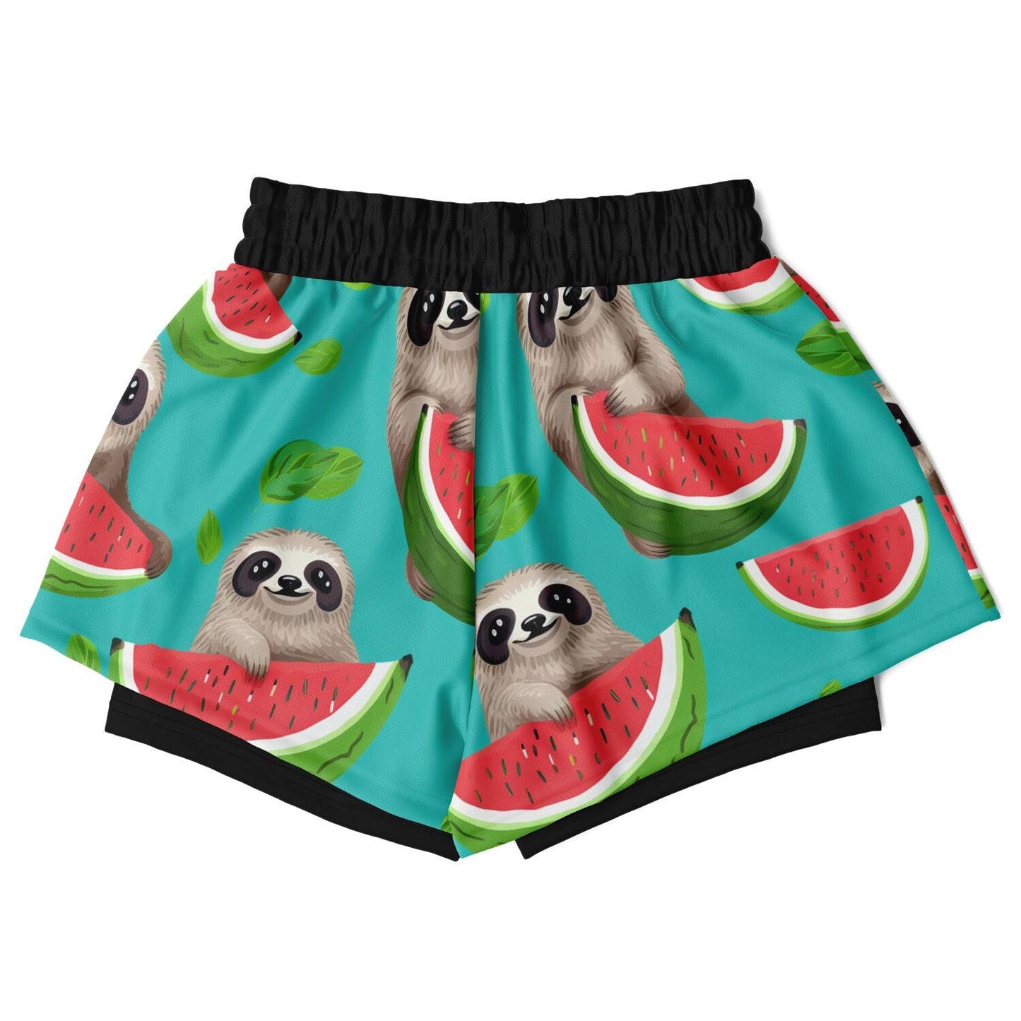 Subliminator Women's 2-in-1 Shorts - AOP Women's 2-in-1 Shorts - AOP - Tropical Sloth Matching Pet and Owner Apparel