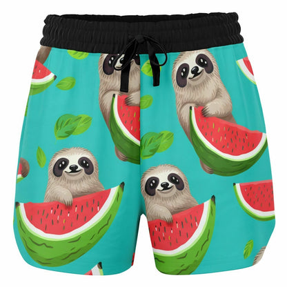 Subliminator Athletic Loose Shorts - AOP Loose Shorts - Tropical Sloth Matching Pet and Owner Apparel