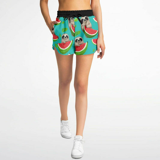 Subliminator Athletic Loose Shorts - AOP Loose Shorts - Tropical Sloth Matching Pet and Owner Apparel