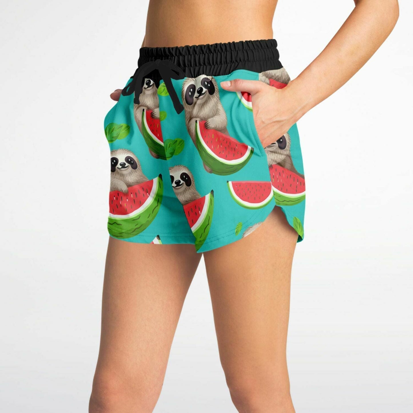 Subliminator Athletic Loose Shorts - AOP Loose Shorts - Tropical Sloth Matching Pet and Owner Apparel