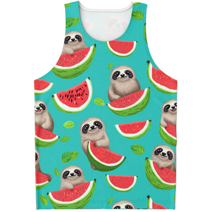 Subliminator Unisex Tank Top - AOP XS Men's Tank Top - Tropical Sloth Matching Pet and Owner Apparel