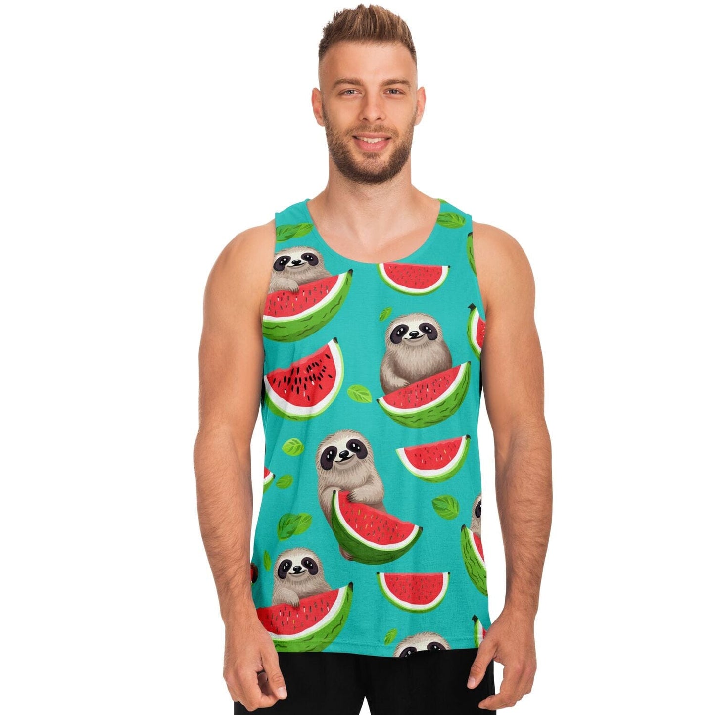 Subliminator Unisex Tank Top - AOP Men's Tank Top - Tropical Sloth Matching Pet and Owner Apparel