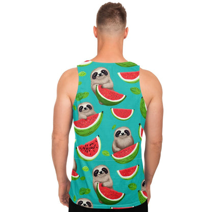 Subliminator Unisex Tank Top - AOP Men's Tank Top - Tropical Sloth Matching Pet and Owner Apparel