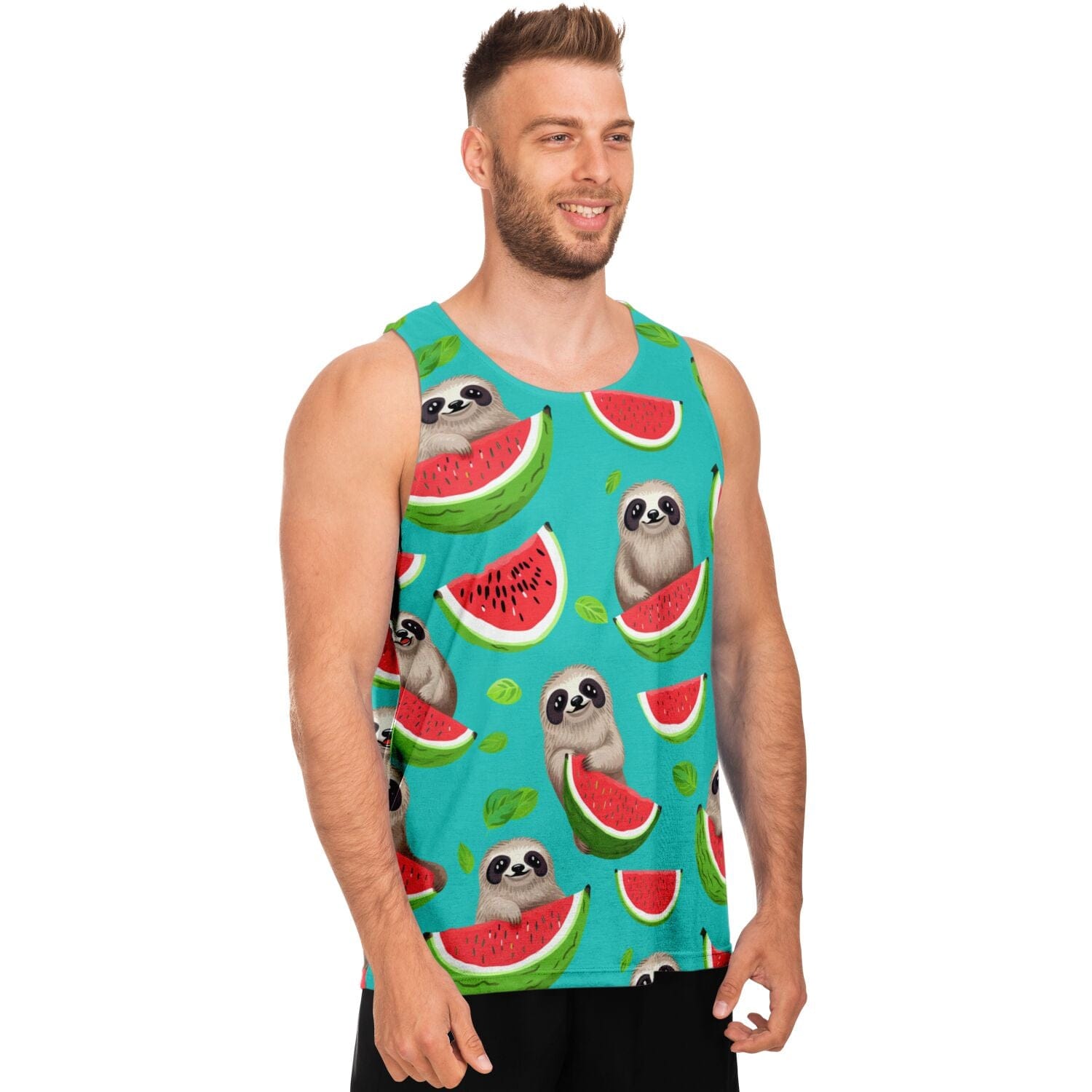 Subliminator Unisex Tank Top - AOP Men's Tank Top - Tropical Sloth Matching Pet and Owner Apparel