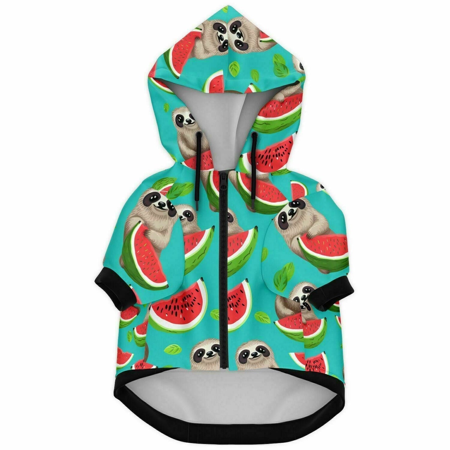 Subliminator Fashion Dog Zip-Up Hoodie - AOP XXS Dog Zip-Up Hoodie - Tropical Sloth Matching Pet and Owner Apparel