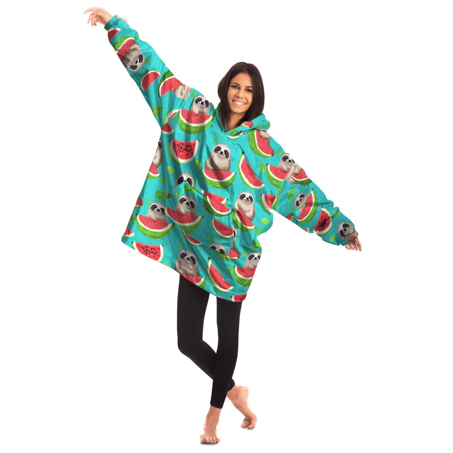 Subliminator Snug Hoodie - AOP One size Women's Snug Hoodie - AOP - Tropical Sloth Matching Pet and Owner Apparel