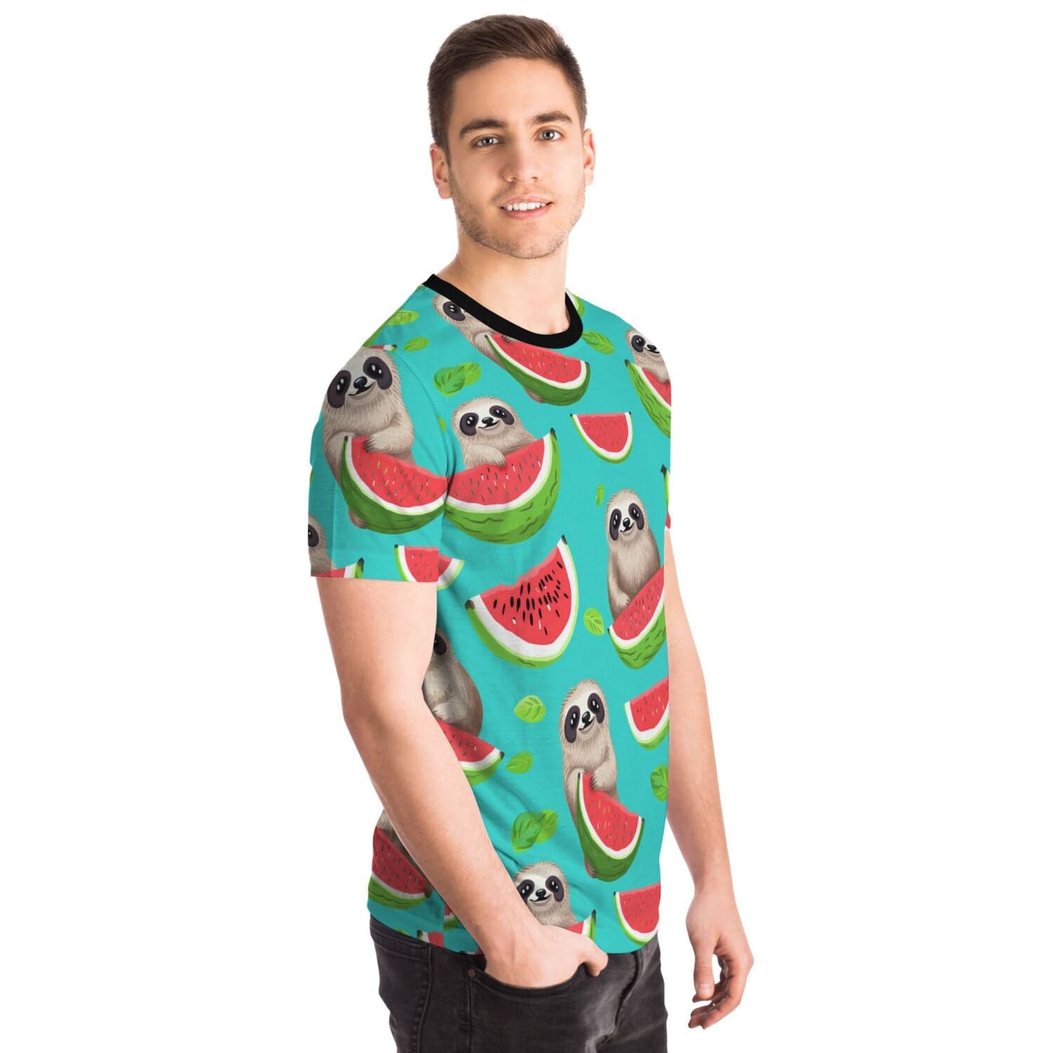 Subliminator T-shirt Men's T-shirt - Tropical Sloth Matching Pet and Owner Apparel