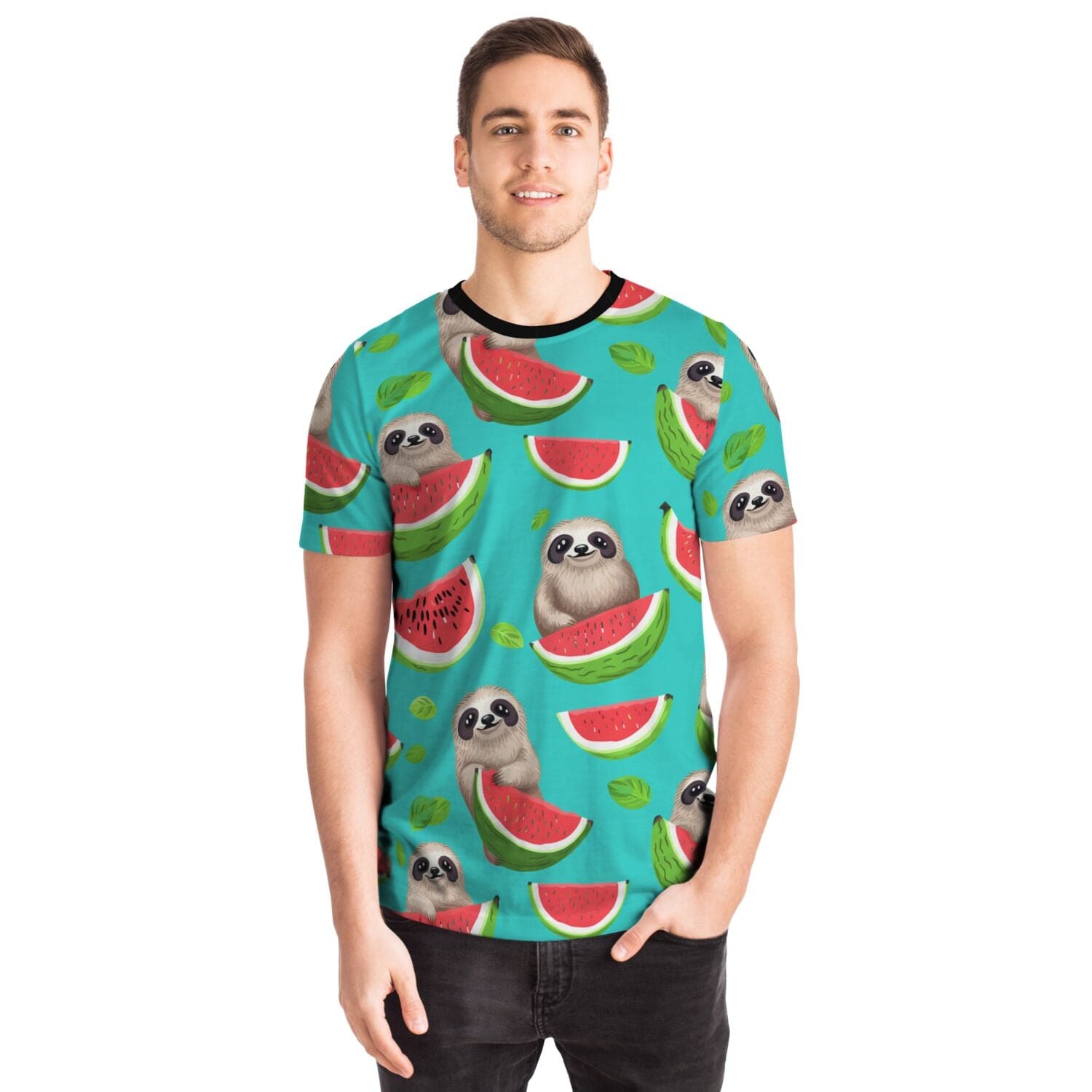 Subliminator T-shirt Men's T-shirt - Tropical Sloth Matching Pet and Owner Apparel