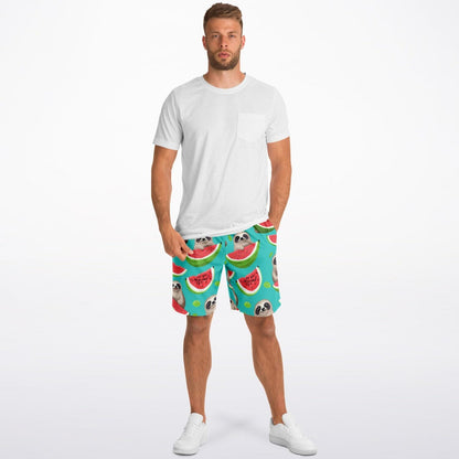 Subliminator Athletic Long Shorts - AOP Long Shorts - Tropical Sloth Matching Pet and Owner Apparel