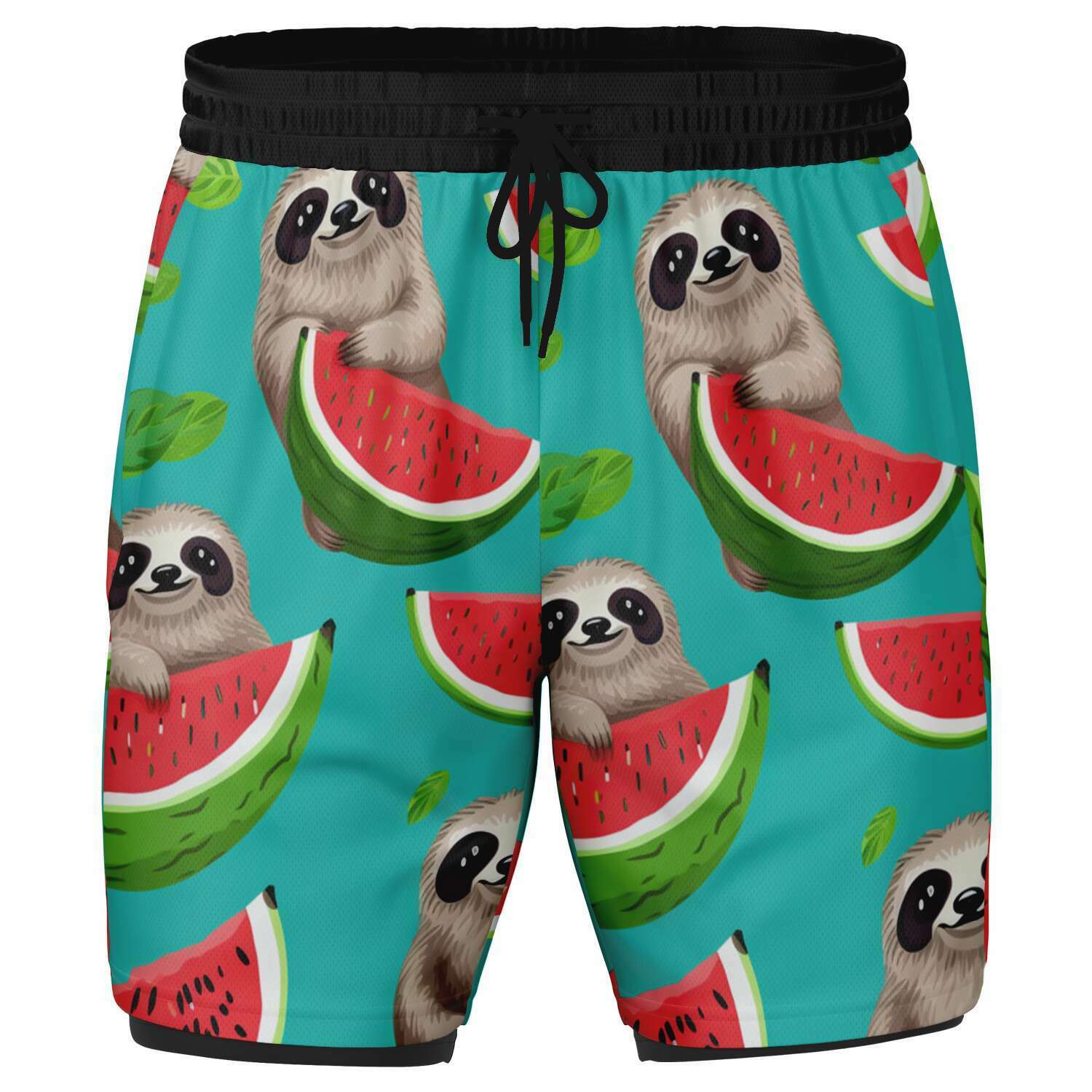 Subliminator Men's 2-in-1 Shorts - AOP Men's 2-in-1 Shorts - AOP - Tropical Sloth Matching Pet and Owner Apparel