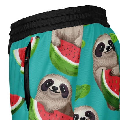 Subliminator Men's 2-in-1 Shorts - AOP Men's 2-in-1 Shorts - AOP - Tropical Sloth Matching Pet and Owner Apparel