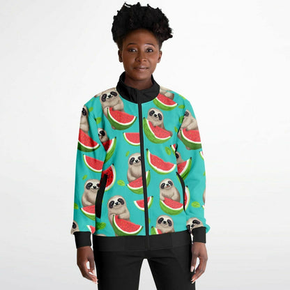 Subliminator Track Jacket - AOP Womens Track Jacket - AOP - Tropical Sloth Matching Pet and Owner Apparel