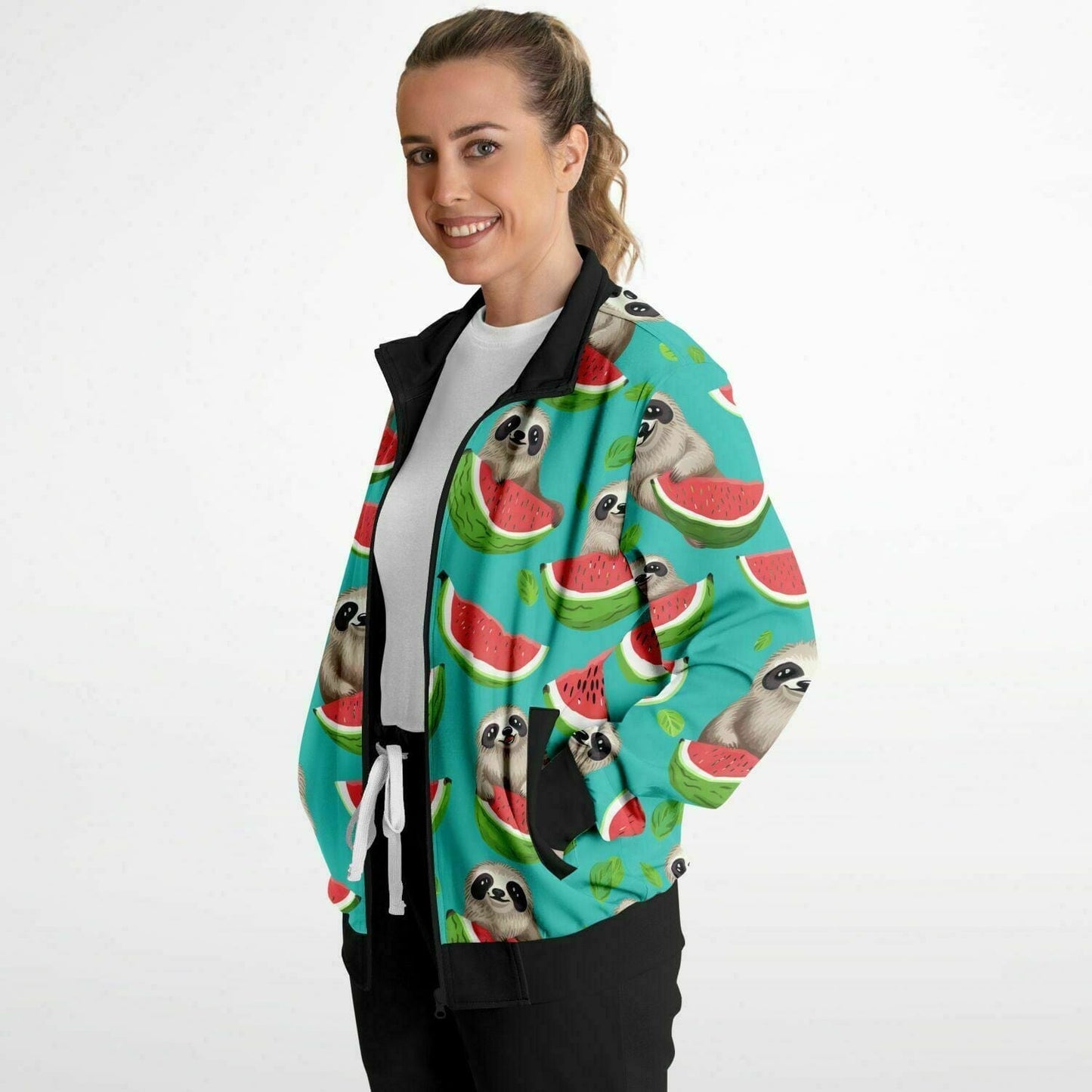 Subliminator Track Jacket - AOP Womens Track Jacket - AOP - Tropical Sloth Matching Pet and Owner Apparel