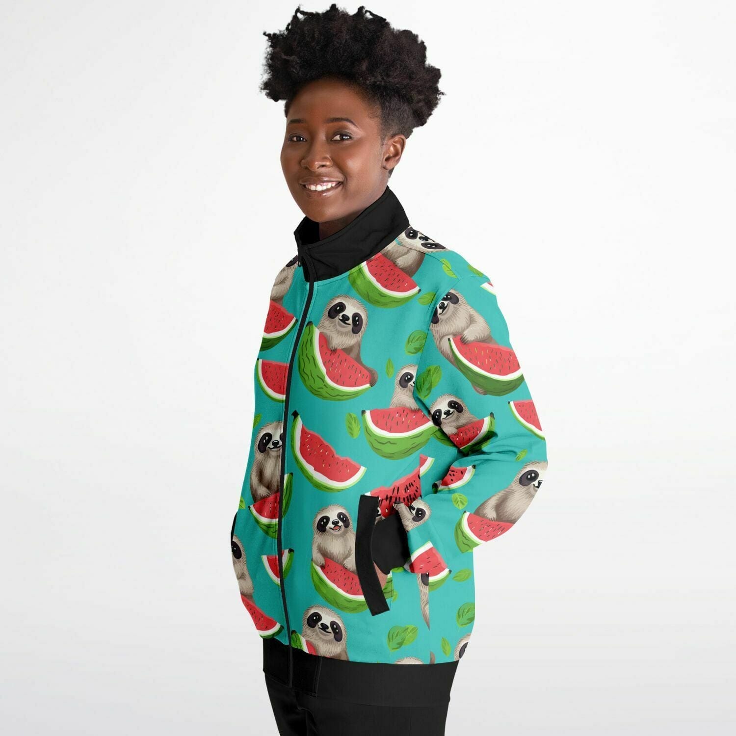 Subliminator Track Jacket - AOP Womens Track Jacket - AOP - Tropical Sloth Matching Pet and Owner Apparel