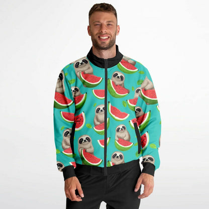 Subliminator Track Jacket - AOP Mens Track Jacket - AOP - Tropical Sloth Matching Pet and Owner Apparel