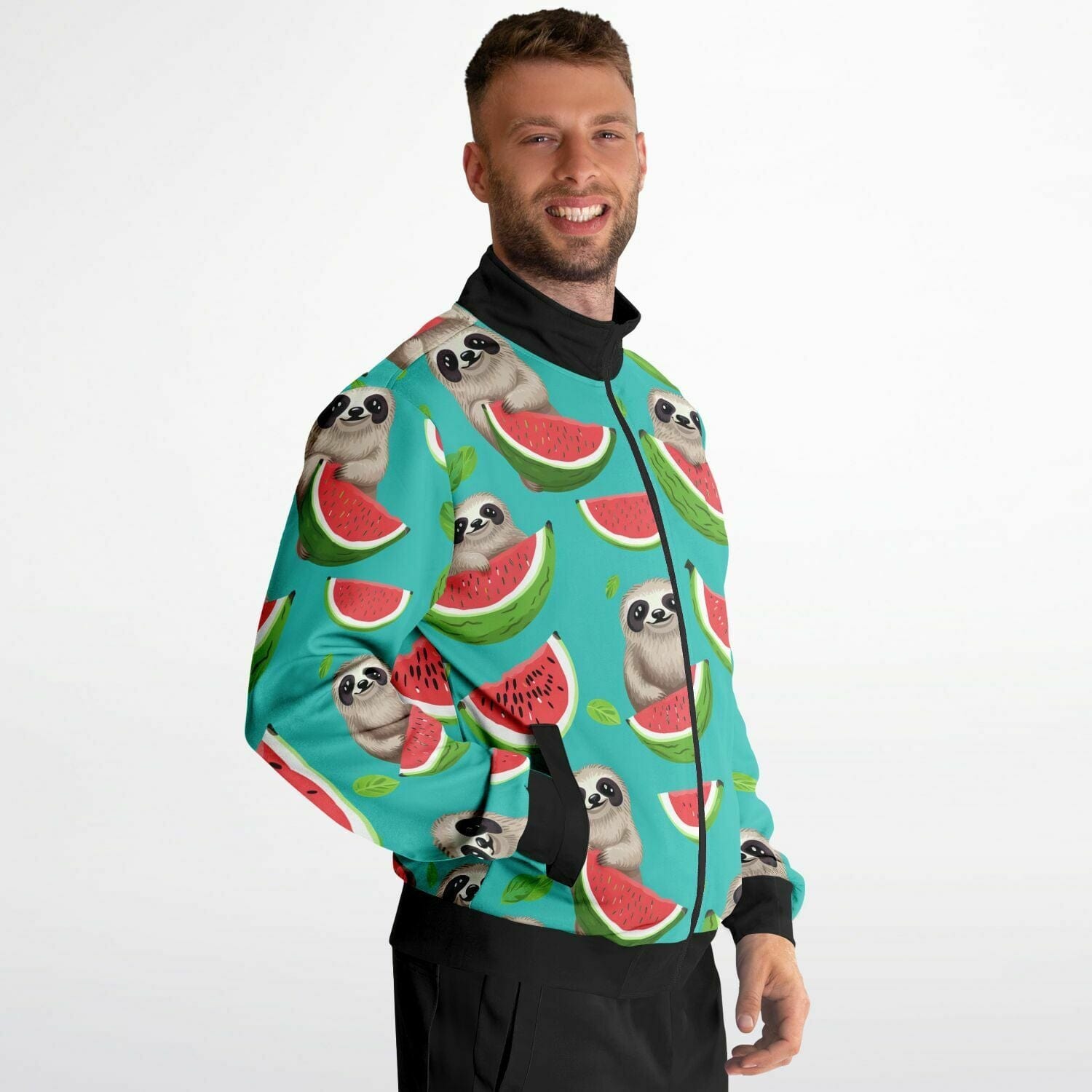 Subliminator Track Jacket - AOP Mens Track Jacket - AOP - Tropical Sloth Matching Pet and Owner Apparel