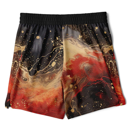 Subliminator Men's 2-in-1 Shorts - AOP Men's 2-in-1 Shorts - AOP - Pour Paint Red and Black Matching Pet and Owner Apparel