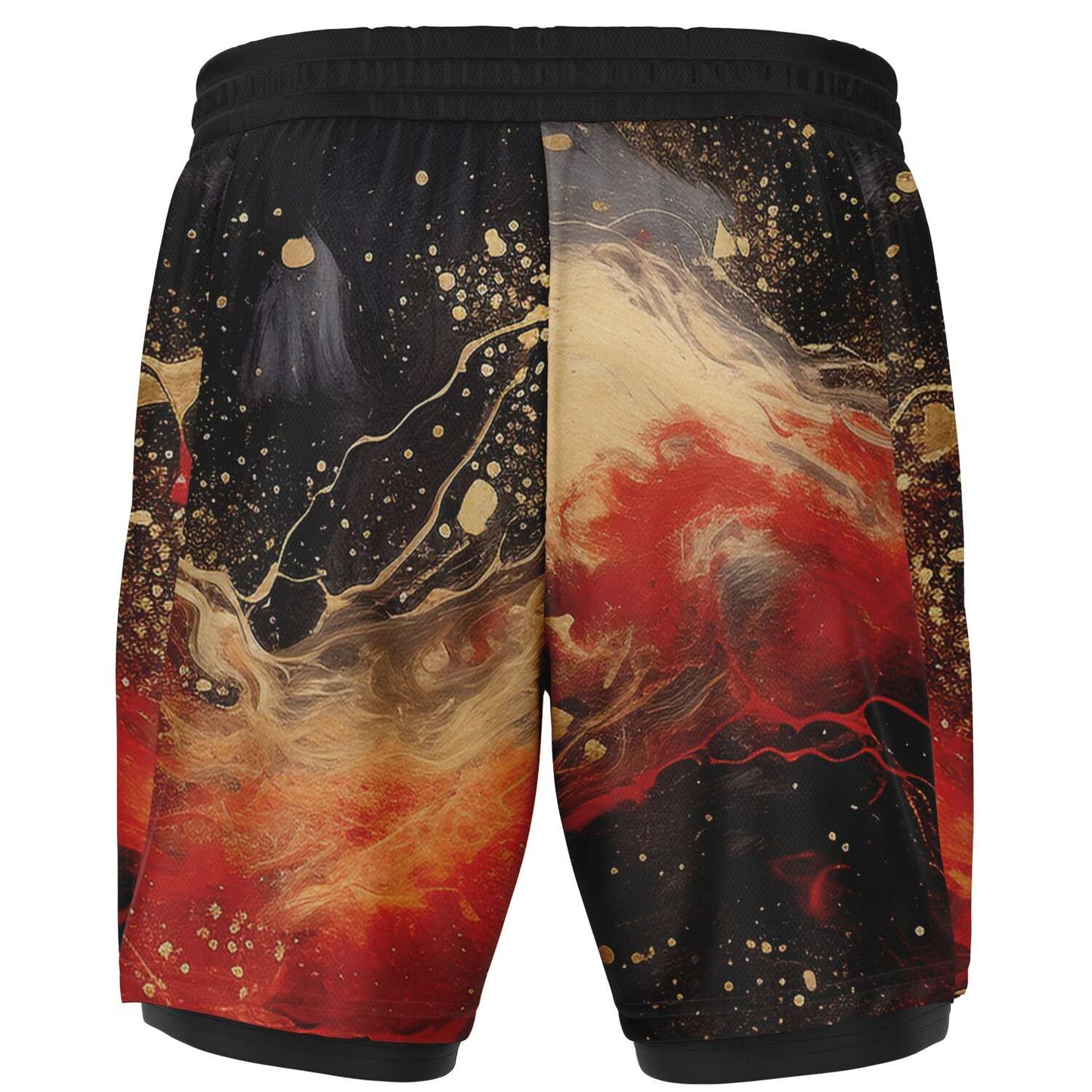 Subliminator Men's 2-in-1 Shorts - AOP Men's 2-in-1 Shorts - AOP - Pour Paint Red and Black Matching Pet and Owner Apparel