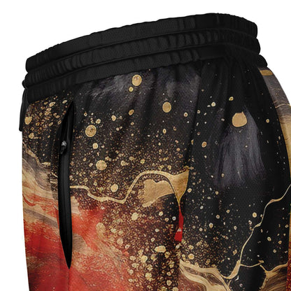 Subliminator Men's 2-in-1 Shorts - AOP Men's 2-in-1 Shorts - AOP - Pour Paint Red and Black Matching Pet and Owner Apparel