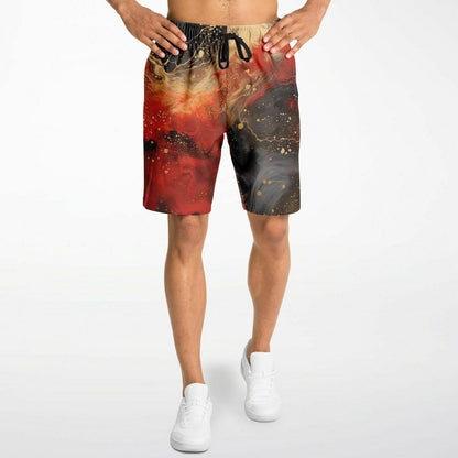 Subliminator Athletic Long Shorts - AOP Male's Athletic Long Shorts - AOP - Pour Paint Red and Black Matching Pet and Owner Apparel