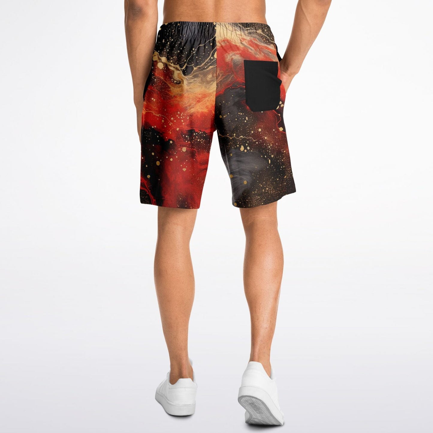 Subliminator Athletic Long Shorts - AOP Male's Athletic Long Shorts - AOP - Pour Paint Red and Black Matching Pet and Owner Apparel