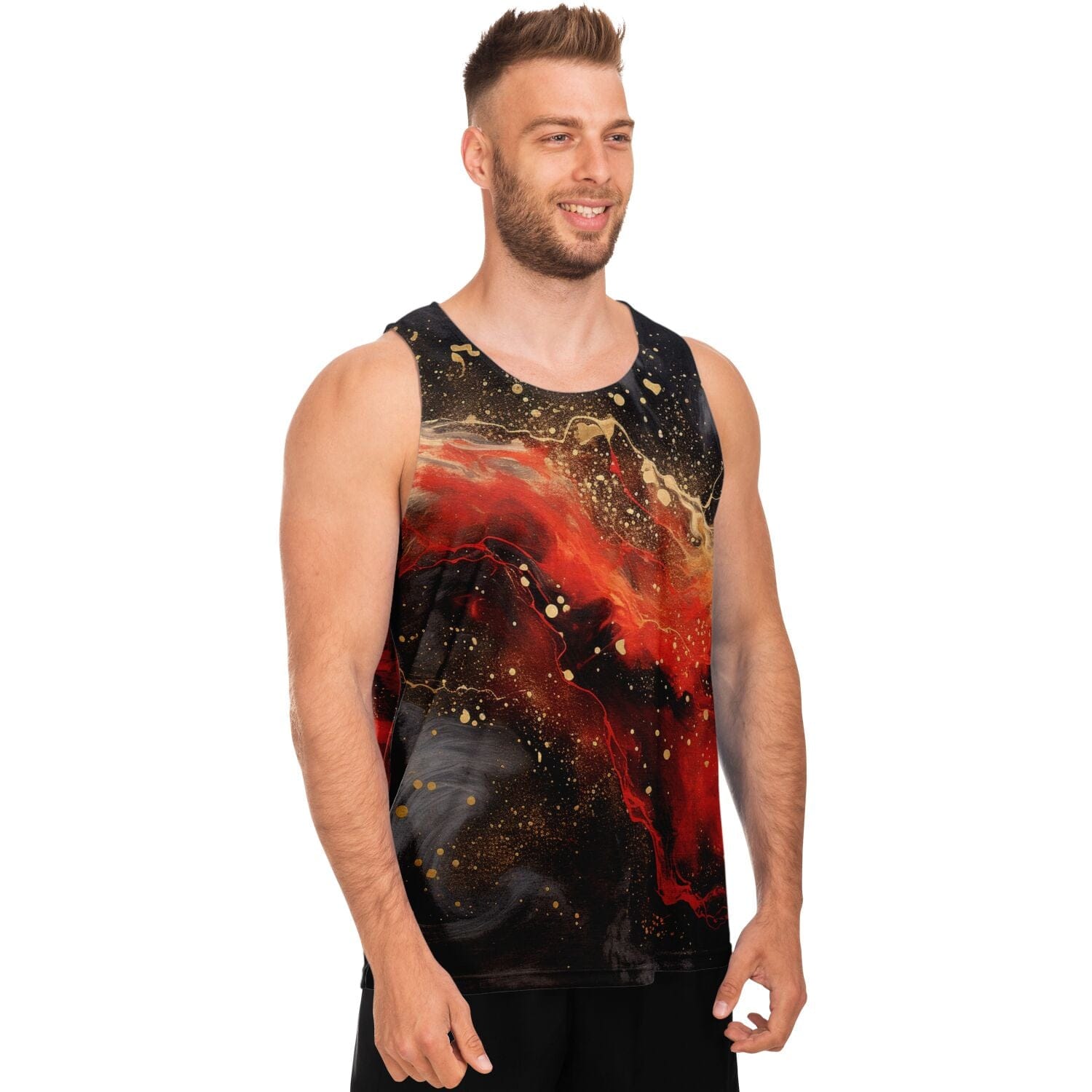 Subliminator Unisex Tank Top - AOP Men's Tank Top - AOP - Pour Paint Red and Black Matching Pet and Owner Apparel