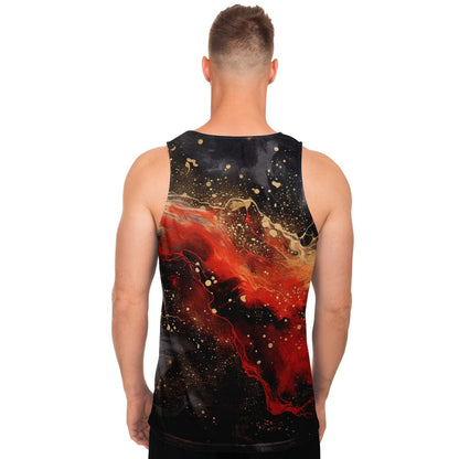 Subliminator Unisex Tank Top - AOP Men's Tank Top - AOP - Pour Paint Red and Black Matching Pet and Owner Apparel