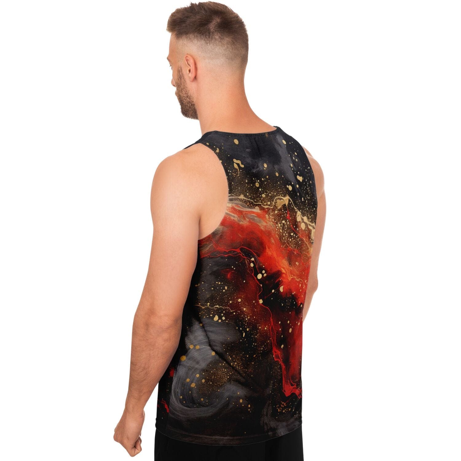 Subliminator Unisex Tank Top - AOP Men's Tank Top - AOP - Pour Paint Red and Black Matching Pet and Owner Apparel