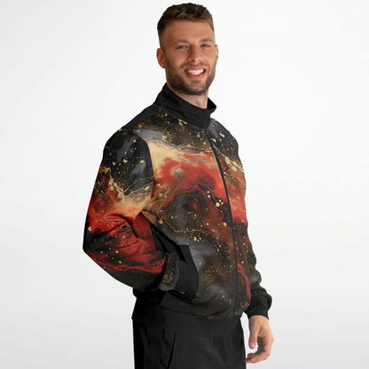 Subliminator Track Jacket - AOP Track Jacket - AOP - Men's Pour Paint Red and Black Matching Pet and Owner Apparel