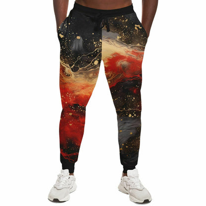 Subliminator Fashion Jogger - AOP Men's Fashion Jogger - AOP - Pour Paint Red and Gold Matching Pet and Owner Apparel