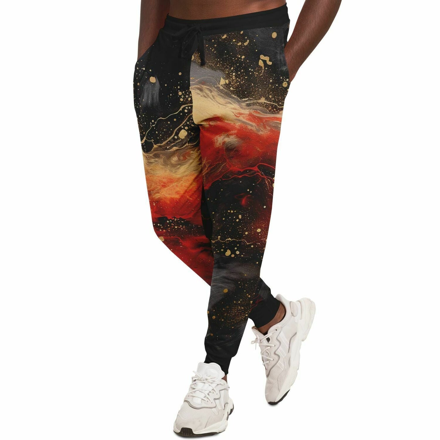 Subliminator Fashion Jogger - AOP Men's Fashion Jogger - AOP - Pour Paint Red and Gold Matching Pet and Owner Apparel