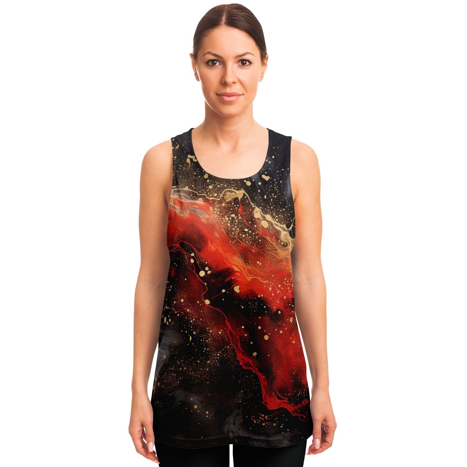 Subliminator Unisex Tank Top - AOP Women's Tank Top - AOP - Pour Paint Red and Black Matching Pet and Owner Apparel