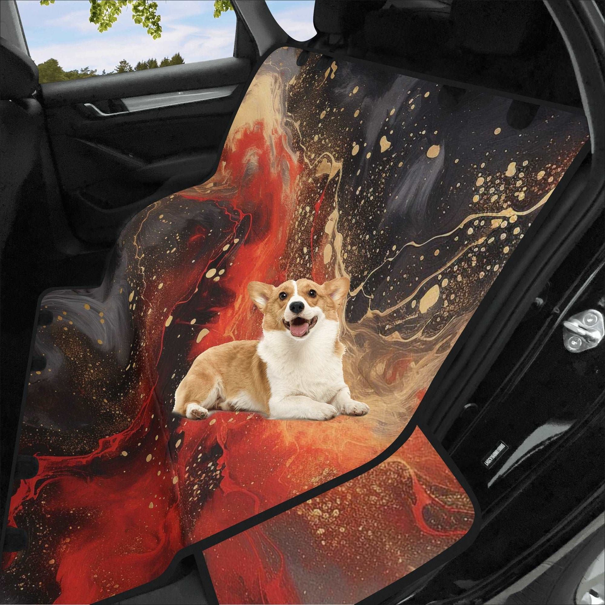 popcustoms Car Pet Seat Covers - Pour Paint Red and Black Matching Pet and Owner Apparel