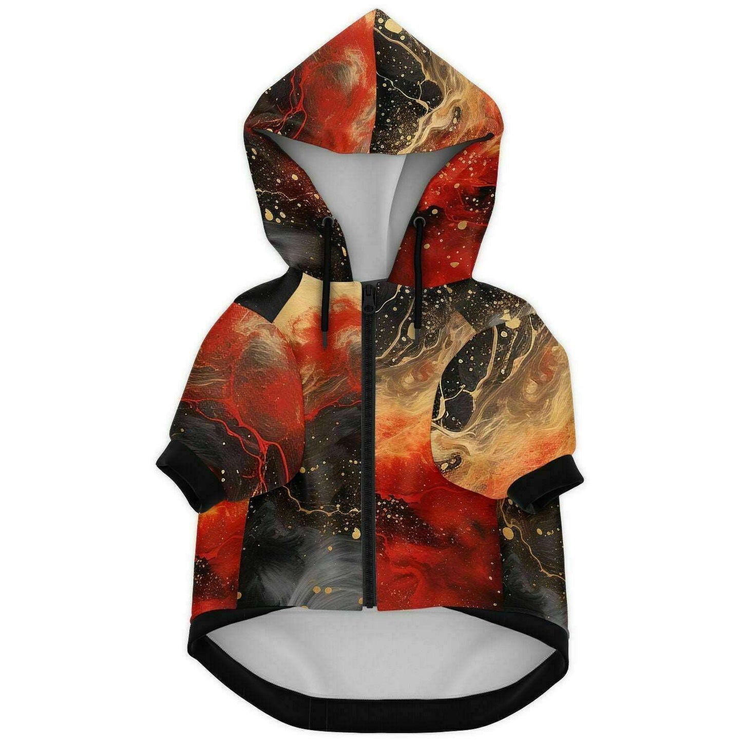 Subliminator Fashion Dog Zip-Up Hoodie - AOP XXS Fashion Dog Zip-Up Hoodie - AOP - Pour Paint Red and Black Matching Pet and Owner Apparel