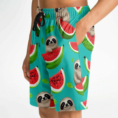 Subliminator Athletic Long Shorts - AOP Long Shorts - Tropical Sloth Matching Pet and Owner Apparel