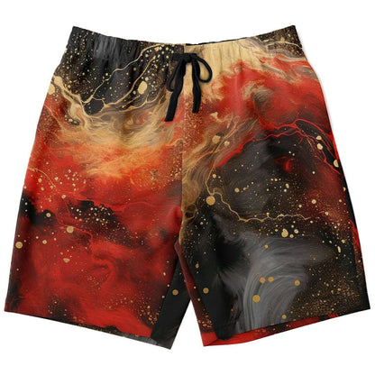 Subliminator Athletic Long Shorts - AOP Male's Athletic Long Shorts - AOP - Pour Paint Red and Black Matching Pet and Owner Apparel