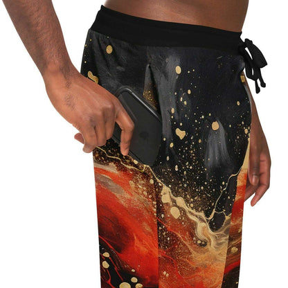 Subliminator Fashion Jogger - AOP XS Men's Fashion Jogger - AOP - Pour Paint Red and Gold Matching Pet and Owner Apparel