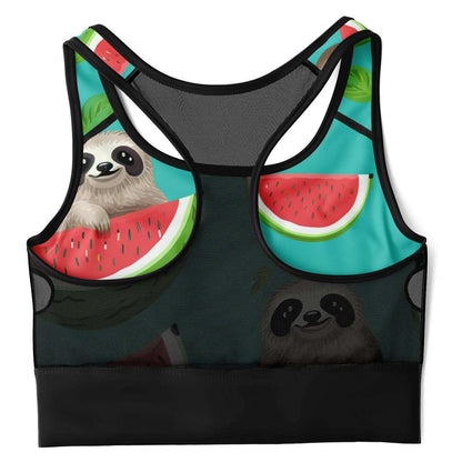 Subliminator Mesh Padded Sports Bra - AOP Mesh Padded Sports Bra - AOP - Tropical Sloth Matching Pet and Owner Apparel