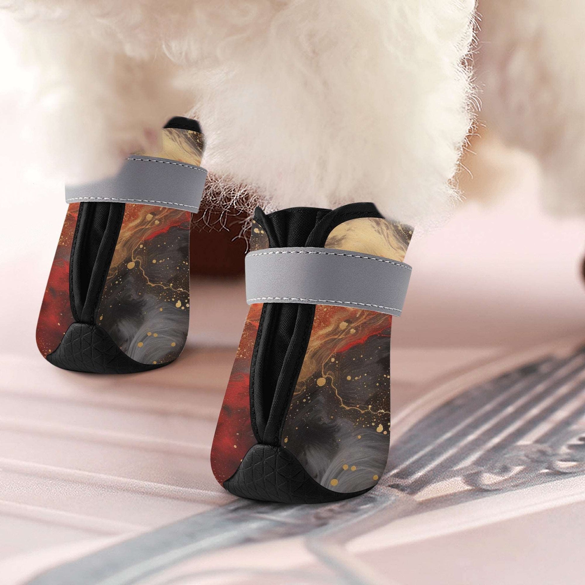 popcustoms Non Slip Dog Socks - Pour Paint Red and Black Matching Pet and Owner Apparel