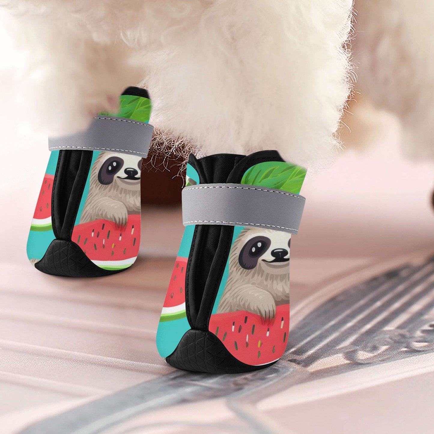 popcustoms Non Slip Dog Socks - Tropical Sloth Matching Pet and Owner Apparel