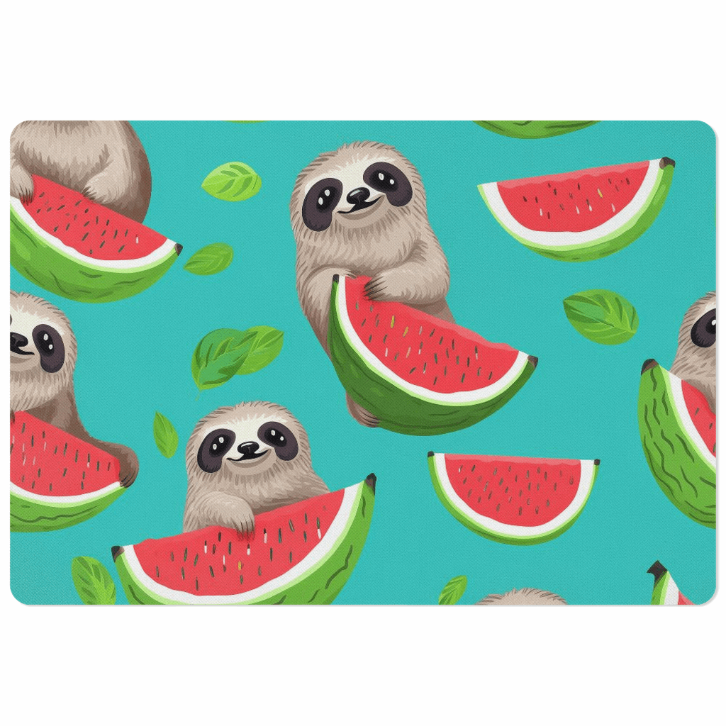 Treasure Tails 12x17 inch Pet Perfect Placemats - Tropical Sloth Eating Watermelon Matching Pet and Owner Apparel