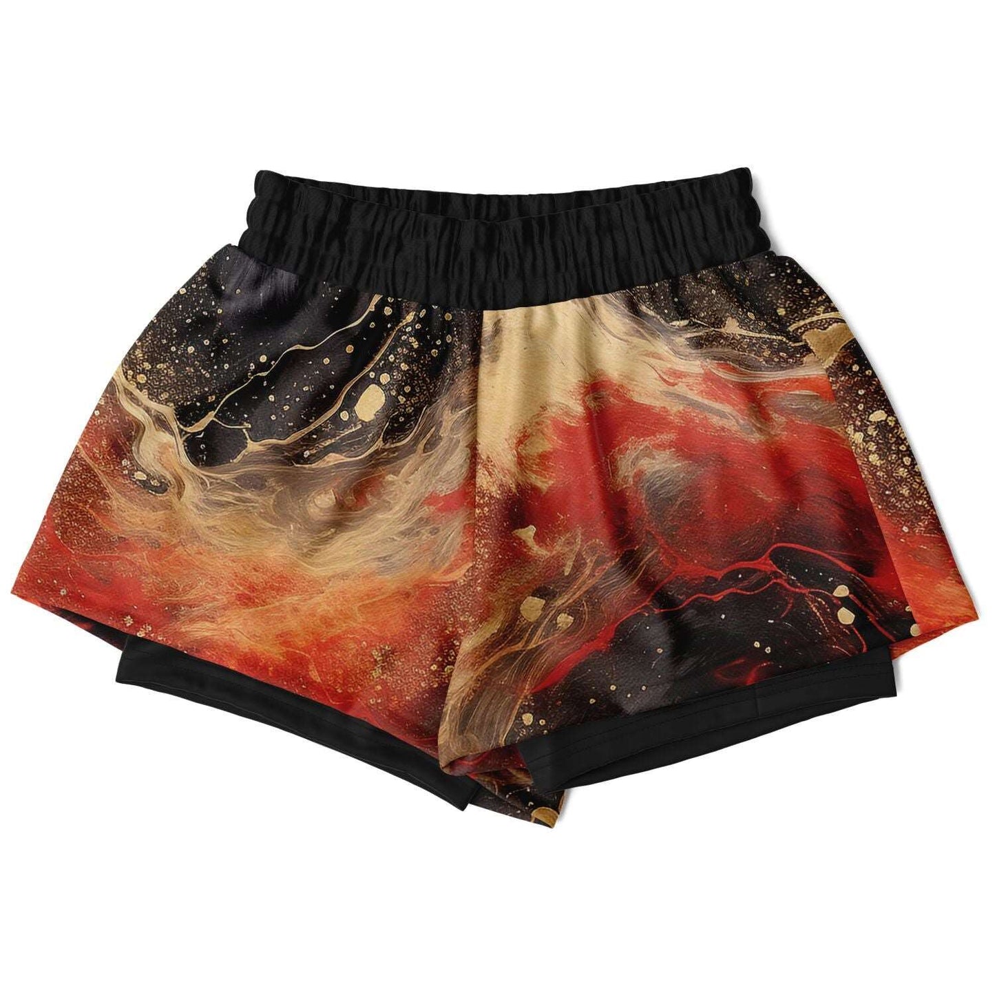 Subliminator Women's 2-in-1 Shorts - AOP XS Women's 2-in-1 Shorts - AOP - Pour Paint Red and Black Matching Pet and Owner Apparel