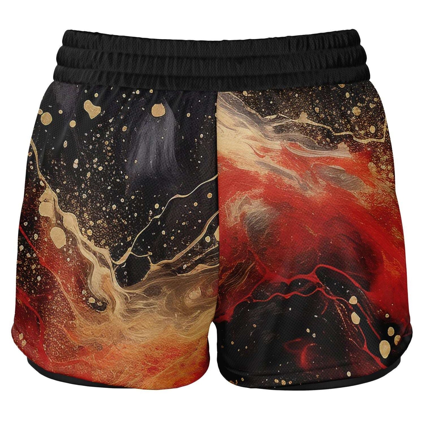 Subliminator Women's 2-in-1 Shorts - AOP Women's 2-in-1 Shorts - AOP - Pour Paint Red and Black Matching Pet and Owner Apparel