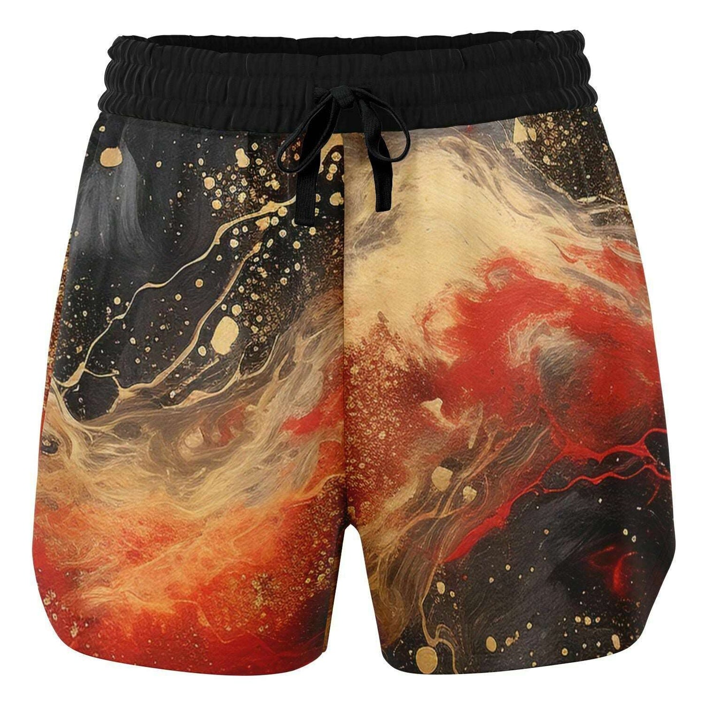 Subliminator Athletic Loose Shorts - AOP Women's Athletic Loose Shorts - AOP - Pour Paint Red and Black Matching Pet and Owner Apparel