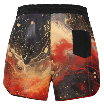 Subliminator Athletic Loose Shorts - AOP Women's Athletic Loose Shorts - AOP - Pour Paint Red and Black Matching Pet and Owner Apparel