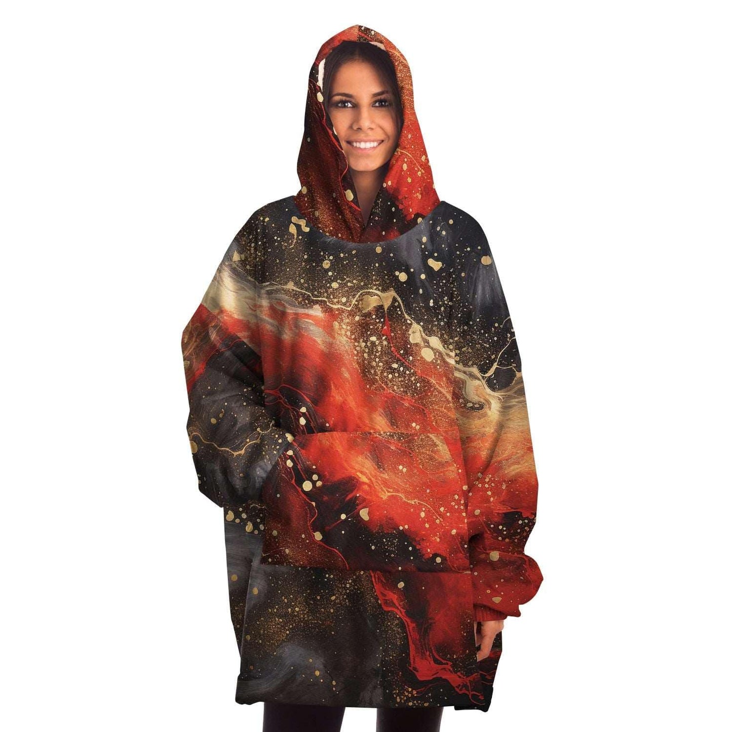 Subliminator Snug Hoodie - AOP One size Women's Snug Hoodie - AOP - Pour Paint Red and Black Matching Pet and Owner Apparel