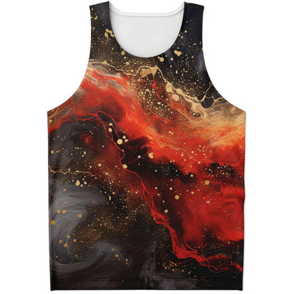 Subliminator Unisex Tank Top - AOP Women's Tank Top - AOP - Pour Paint Red and Black Matching Pet and Owner Apparel